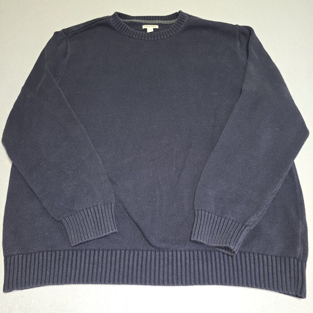 Vintage St. John's Bay Men's Pullover Knit Sweater Dark Blue Crew Neck Size 2XL